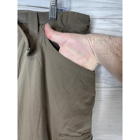Columbia Pants Mens 38x30 Olive Nylon Hiking Cargo Quick Dry Belted Tech AM8619 - Picture 3 of 11
